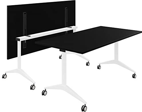 Weber Büro Besprechungstisch Savio 160 x 80 cm | Klappbar | Rollbar | Klapptisch | Schwarz