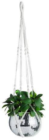 Macrame Plant Hanger with Short Rope (No Tassel) - 35 Inch - Cotton Macrame Cord for Boho Decor Flower Pots - Bohemian Chic Home Decor, Simple Indoor Outdoor Hanging Houseplants or Terrarium | 1 Pack