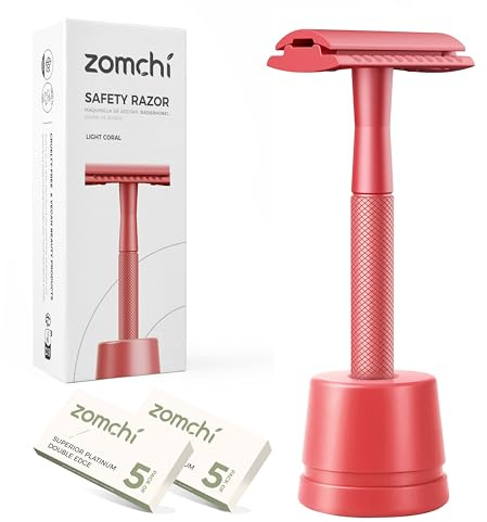 ZOMCHI Säkerhetshyvel för kvinnor, rakhyvel för kvinnor med rakhyvel, rakhyvel för kvinnor med 10 blad, fri från plast (Light Coral Razor)