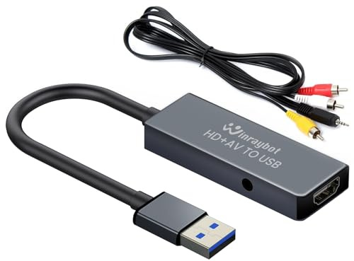 USB Video Capture Card for VHS/HDMI/AV/RCA - Analog to Digital Video Converter - VHS to Digital/USB/RCA Converter - Compatible with Mac/Windows/Linux