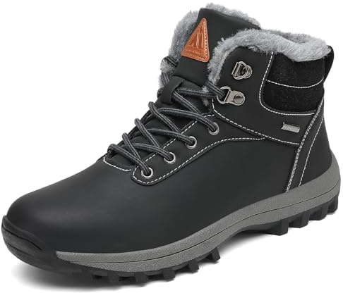 Mishansha Stivali da Neve Imbottiti Uomo Donna Inverno Nero 46 EU
