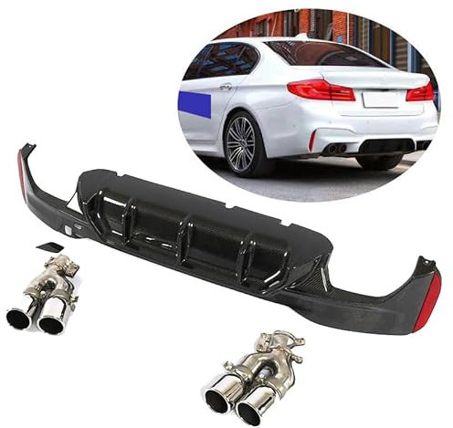 Heckstoßstange Lip Diffusor für BMW G30 New 5 Series 530 540 with M Package 2017 2018 2019,Flügellippendiffusor Kohlefaser Heckspoiler Diffusor