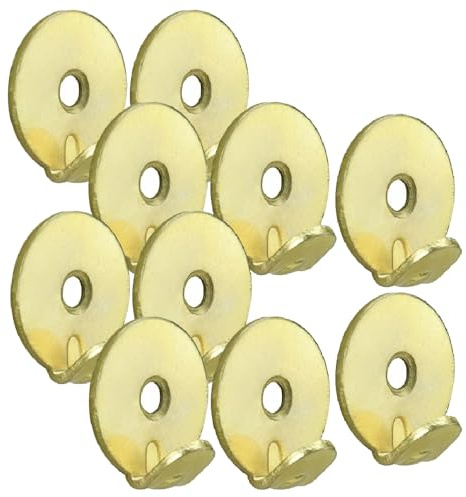 Round Picture Hooks 25mm Strong Brass Plated Round Picture Wall Hook for Hanging Picture Mirror Canvas Photo Frame Wall Hanging Brackets 10 Pack.