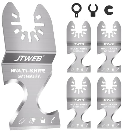 JTWEB Oscillating Multi Tool Hook Knife Blade Scraper, 5PCS Asphalt Shingle Cutter Tool for Cutting Soft Materials, Roofing Shingles, PVC Carpet, Cardboard, Multitool Saw Blades Kit for Bosch