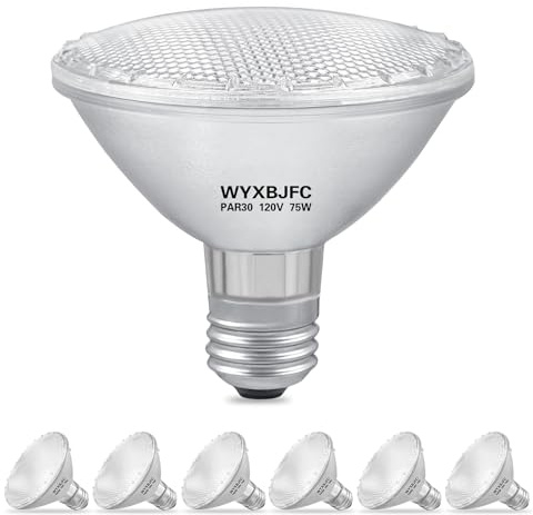 WYXBJFC Par30 75W Halogen Light Bulbs - 6 Pack Short Neck Flood Light Bulbs, 3000K Warm White, 3375 lumens Dimmable Halogen Bulb with E26 Medium Base for Recessed Light Bulb, Track Light