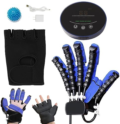 XNKLPY Mano Función Rehabilitación Robot Guantes Hemiplegia Accidente Cerebrovascular Dedos Rehabilitación Trainer Guantes de Fisioterapia(A:Mano Izquierda B:Mano Derecha)(Size:A XL,Color:Azul)