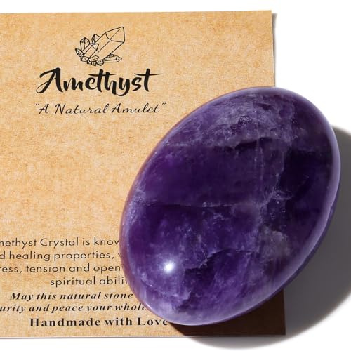 6CM Grün Amethyst Edelsteine Groß, 1 Stück Kristalle Oval Heilung | AWARDSEN Violett Kristall für Reiki Heilung, Handschmeichler, Wiccan Lieferungen, Balancing Meditation Zubehör