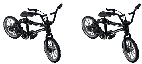 Epodmalx 2X Alu Mini Mountainbike Fahrrad Modell Für 1/10 RC Crawler Axial SCX10 TRX4 D90 CC01 Dekoration, Schwarz