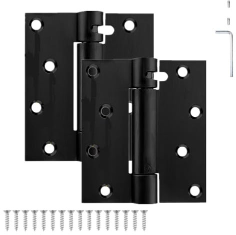 Self Closing Door Hinge, 4 inches,Auto Closing Spring Hinge with Adjustable Tension, Thickened 304 Stainless Steel Heavy Duty Door Hinges,with Mounting Screwdriver Hardware,（Matte Black） 2 Pack