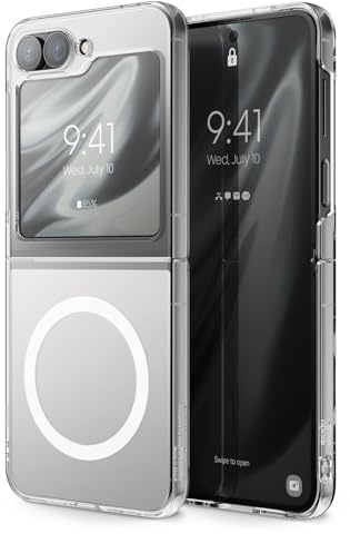 elago Magnetiskt, genomskinligt skal för Samsung Galaxy Z Flip 6-fodral, för MagSafe-laddare, stark magnetisk kraft, premium klar PC, stötsäker stötfångare (MagSafe, klart)