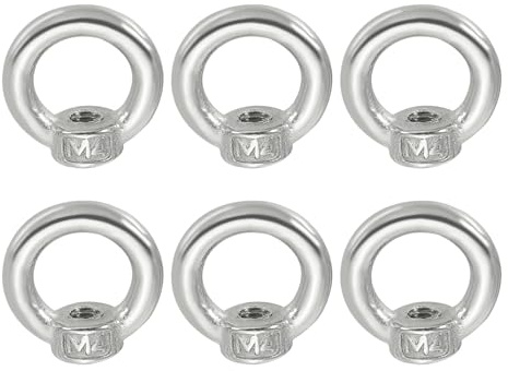 PATIKIL Lifting Eye Nut M4, 6Pcs 304 Stainless Steel Female Thread Nuts Fastener Shoulder Metric Ring for Marine