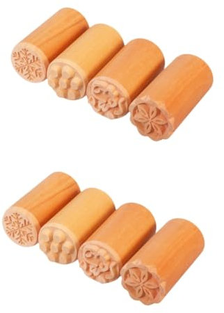 Amosfun 8pcs Traditional Chinese Wood Stamper Mooncake Molds DIY Cake Decorations Cookie Stamp for Mid-Autumn Festival
