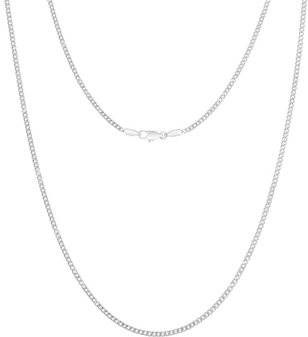 KRKC Herren Halskette, 2/3/4/5mm 14K Gold Vergoldet/Silber Farbe Edelstahl | Panzerkette Cuban-Chain, Geburtstag Geschenk Nickel-frei Dünne Goldkette Silberkette für Männer Länge 45-66cm