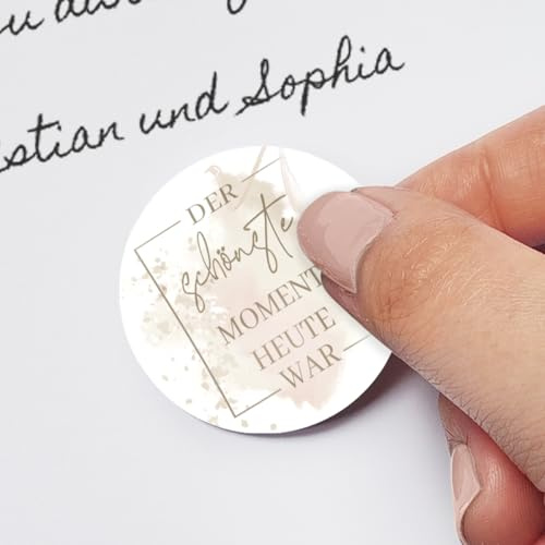 Hochzeit Gästebuch Sticker Aufkleber Set mit 40 verschiedenen Fragen, selbstklebend als Kreis, für Fotoalbum, Gästebuch oder Scrapbooking - Aquarell