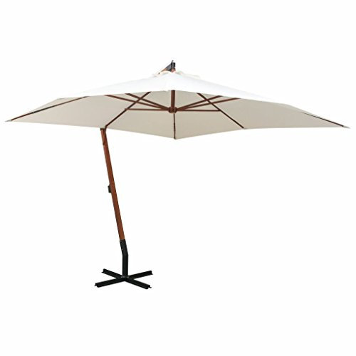 Xichuzi Sombrilla colgante con palo de madera blanca 300x300 cm, Parasoles De Jardin, Sombrilla Piscina, Sombrilla Terraza Exterior, Parasol Playa, Sombrillas Para Jardin - 42968