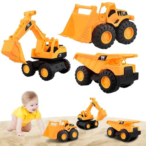 PLLYPE 3PCS Sandspielzeug Bagger Sandkasten, Bagger Strandspielzeug, Vielseitige Verwendung Kipplaster, Sandspielzeug Auto für Kinder Ab 1 2 3 4 5 Jahr Mädchen Junge Sommerspielzeug