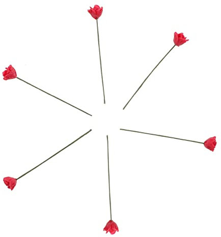 Zerodeko 6pcs Mini Rose Ornament Models Toys Miniature Rose Miniature Ornaments for Dolls House Simulated Plant Flowers Play Scene Model