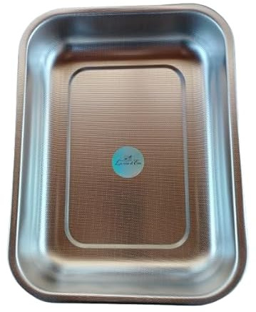 Teglia da Forno in Acciaio Inox 18/10, non attacca metodo stampato, Lavabile in Lavastoviglie, Made in Italy (36X27 h7 cm)