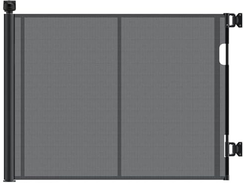 Luvore Retractable Baby Gate, Upgraded Pet Gate with Fiberglass, Extends to 140 cm Wide, 84 cm Tall, Mesh Dog Gate for Dog, Kids, Stairs, Indoors, Outdoors, Hallways, Black