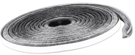 10m x 9mm x 9mm Doors Brush Seal, Draught Excluder Insulation Soundproofing Door Window Seal, Self-Adhesive Brush Weather Strip, Grey Door and Window Air Barrier