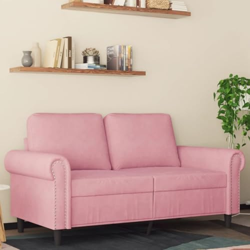 MOBCANT 2-Sitzer-Sofa Rosa 120 cm Samt Wohnlandschaft Couch Couchgarnitur Schlafsofa für Wohnung Schlafzimmer Büro Empfangsraum
