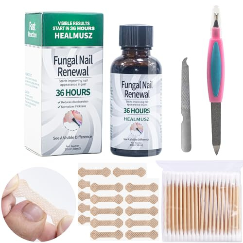 WONEDIRR Fungal Nail Treatment: 30ml Nail Fungus Treatment for Toenail Infection Ingrown Split - Nail Repair Kit with 20Pcs Fungal Nail Patches/Double-ended Nail File/100Pcs Double-ended Cotton Swabs