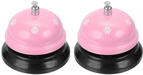 sourcing map 2Pcs Desk Service Call Bell, 2.95 Inch Metal Dinner Service Bell Ring for Hotel Restaurant Reception Area and Wedding Party Events, Light Pink