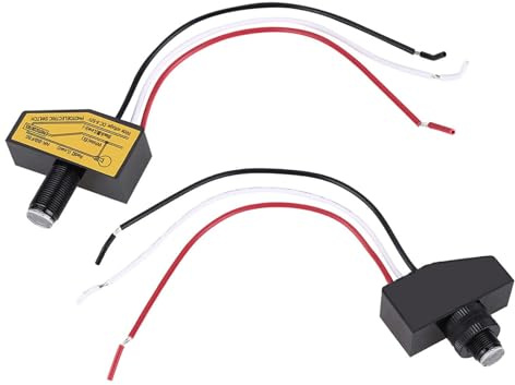 12V 24V 36V 48V Photocell Switch, Photo Cell Outside Sensor, Remote Photocell Dusk to Till Dawn Micro Light Control Switch Mini Light Switching Sensor for LED Lighting and Outdoor Monitoring