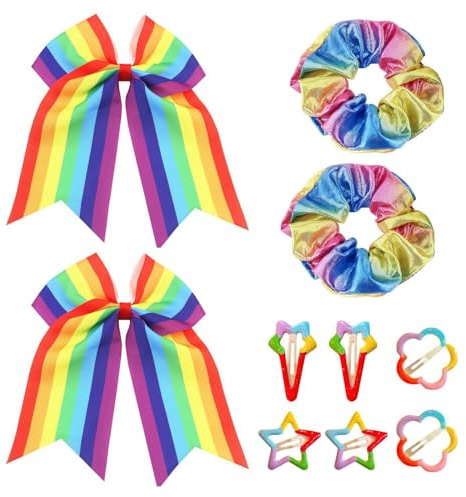4 Piezas De Cintas Para El Cabello Arcoíris, 6 Horquillas Arcoíris, Accesorios Para El Cabello Con Lazo, Cintas Para El Cabello De Niña De Colores, Lindas Pinzas Laterales, Horquillas Rotas.