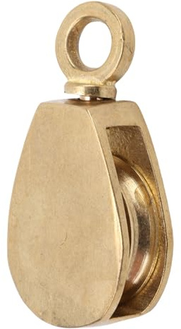 Fockety Einzel Flaschenzug, Mini Seilzug MPA371587, 38 mm, 360° drehbar, Messing Flaschenzug, Fahnenmast Seilzug für Boote, Schiffe und Yachten