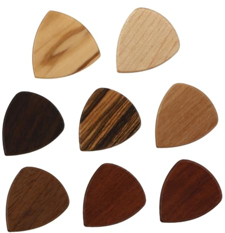 Holz Gitarren Plektren 8 Stück für Bass und Gitarre Anfänger | Glatte Oberfläche, und Aufzubewahren Saubere Kanten, Leicht zu Tragen Gemischte Ausführung Zufälliger Stil