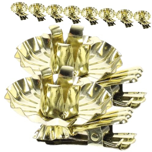 FIXOSHEE 10 Pezzi Clip Portacandele Natalizie in per Albero Natale Supporto Candela Stabile con Piatto Decorazione Natalizia e Resistente