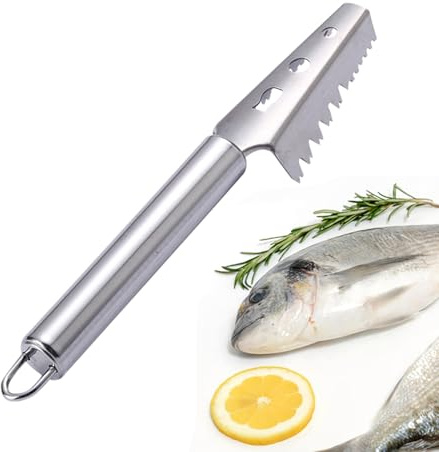 Youngwier Attrezzo per Squamare Pesce - Raschietto Squamapesce | Attrezzo In Acciaio Per Pulizia Cucina Preparazione Cibi Frutti Di Mare Cucinare Casa Famiglia
