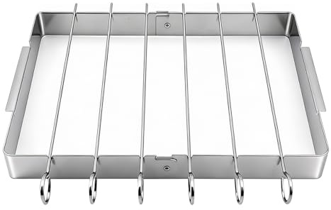 YOFAPA Foldable Shish Kebab Rack with 6 Pcs Metal Skewers for Kebabs, Stainless Steel BBQ Skewer Set for Outdoor Camping, Portable Grilling Rack, 14.2 x 9.6 in