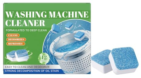 KOAHDE Washing Machine Cleaner,Washing Machine Cleaner Descaler,Washer Deep Cleaning Tablets,12PCS,Drum Laundry Sink Removes Dirt,Cleans Odors,and Provides Clean Cleaning Sheets