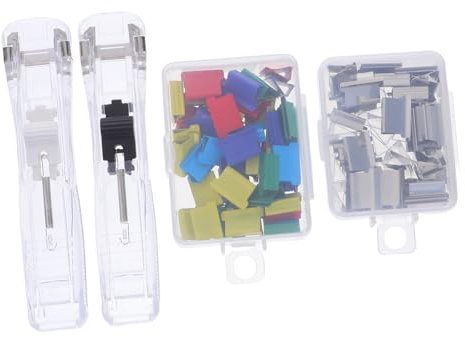 CIYODO Dispenser Clip Cartellina Trasparente Portatile Push Stapler Riutilizzabile con Clip Metalliche Colorate Fermacarte da Ufficio per Documenti Spessi e Organizzazione Efficiente