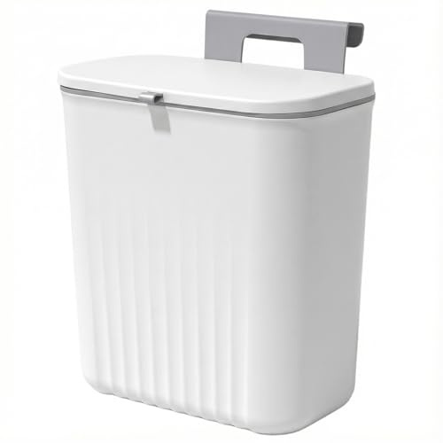 Otopone 10L Food Waste Bin, Under Sink Bin with Hooks and No Drill Sticker | Kitchen Food Waste Caddy for Kitchen Office Bathroom Bedroom(White)
