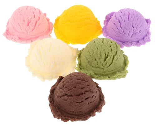 Beaupretty Boules de Glace Artificielles Assorties pour Garçon et Filles, Six Couleurs, Modèles en Plastique Solide, Accessoires Photo et Décoration de Jeux Cuisine