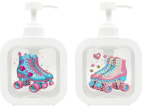 DIY Diamond Art Painting 300ml Hand Soap for Bathroom Clear Soap Dispenser for Kitchen Sink Refillable Shampoo and Conditioner Pump Bottle Dispenser Shampoo Container-Roller Skates