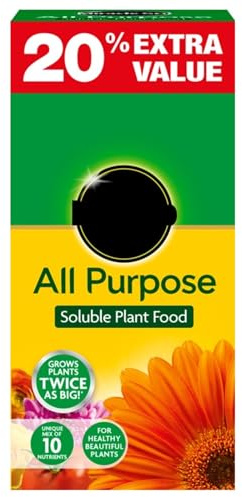 Miracle-Gro All Purpose Soluble Plant Food Fast Acting Fertiliser for Flowers, Vegetables, Shrubs & Houseplants, Indoor & Outdoor, Feeds Every 2 Weeks, (1kg + 20% Free, 2 Pack)