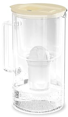 Wessper jarra agua cristal 2l con Contador LED, con filtro classic - Beige | jarra filtradora de agua, filtro carbon activo, jarra con filtro de agua classic, sin BPA