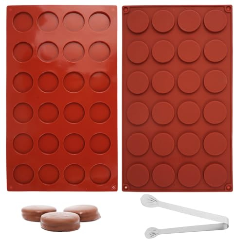Silikonform für Florentiner, 2 Stück, Rund, 24 Mulden | Antihaft, Für Monoportionen, Für Schokoladenkekse, Muffins, Kuchen, Backform & Schokoladenform