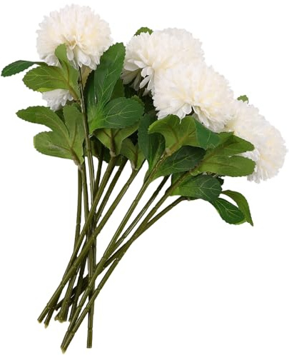 PRETYZOOM 12 Bolas de Flores de Crisantemo Artificial Blanco Tallos de Plástico para Decoración Versátil y Centro de Mesa de Boda Otoño