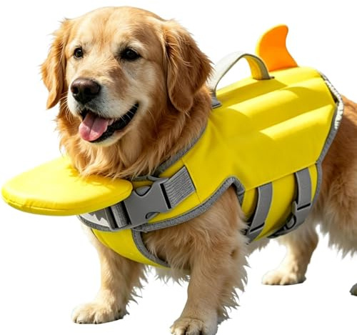 Giubbotto di Salvataggio per Cani | Alta Galleggiabilità con Maniglia di Soccorso,Gilet Acquatico per Cani Costume da Bagno - per Cucciolo Medio Piscina Estate Spiaggia Giochi Nuoto Addestramento
