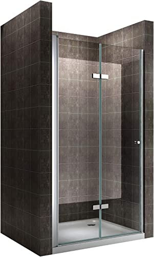 Porte de douche pliante 100x195 cm verre de sécurité transparent (ajustable 100-104 cm)