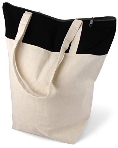 Cottonbagjoe Baumwolltasche mit Reißverschluss 49x16x40,5 cm Natur