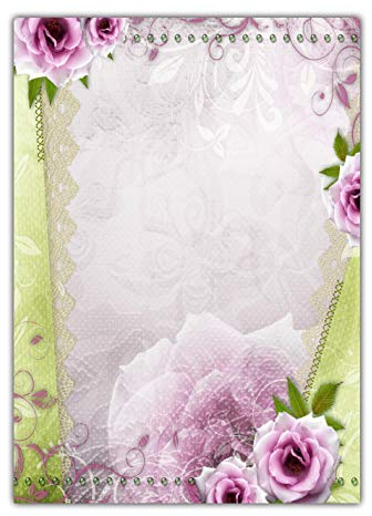 Blumen Motivpapier Briefpapier Vintage pink rosa Rosen (MPA-5213, DIN A4, 100 Blatt)