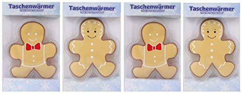 4 Stück Taschenwärmer Handwärmer in Verschiedenen Motiven im Design Pinguin, Wintermotive, Lebkuchenmännchen, Wärmflaschen, Einhörner, Schneemänner, Igel, Herzen, Weihanchtsmotive (Lebkuchenmännchen)