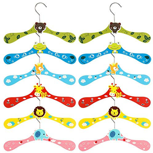 Thursday April Kleiderbügel Kinder 12 Stück Cartoon Hölzerne Bunte Baby Kleidung Hose Hook Kleiderbügel Tiermotive