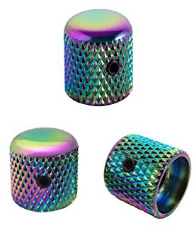 Guyker 3Pcs Guitar Potentiometer Knobs with 6mm (0.24) Dia. Shaft Pots - Iron Dome Control Knob Fits for Electric Bass Guitar (Rainbow Chameleon)